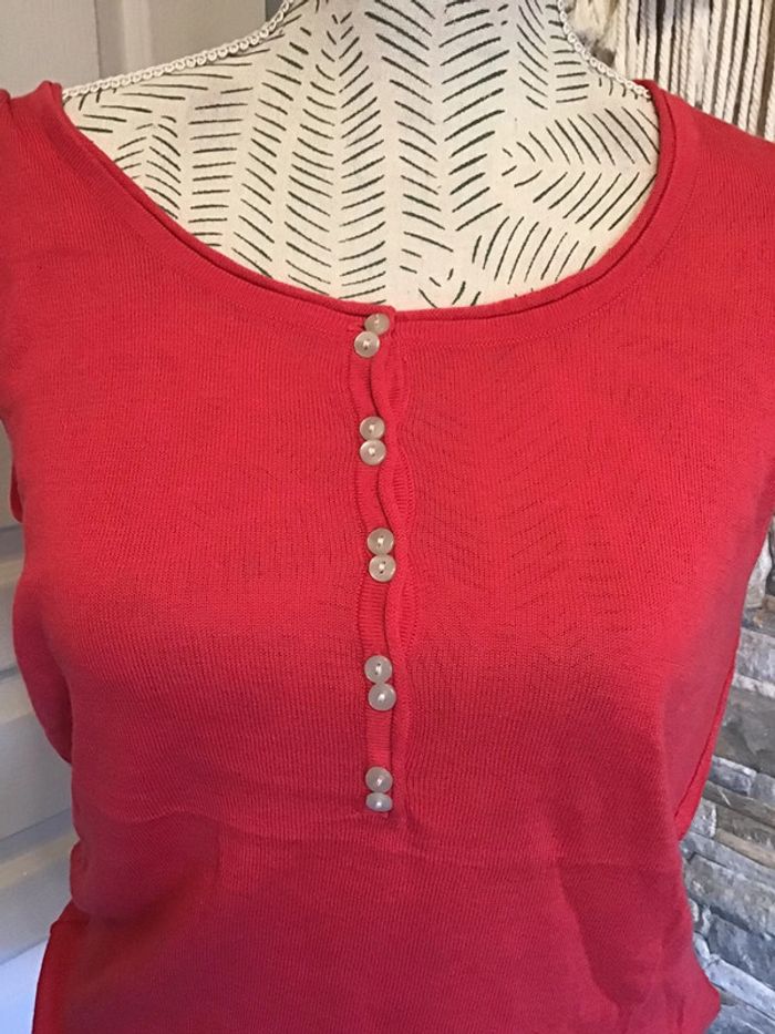 Débardeur sans manche taille M de la marque Tex couleur rouge en coton - photo numéro 2
