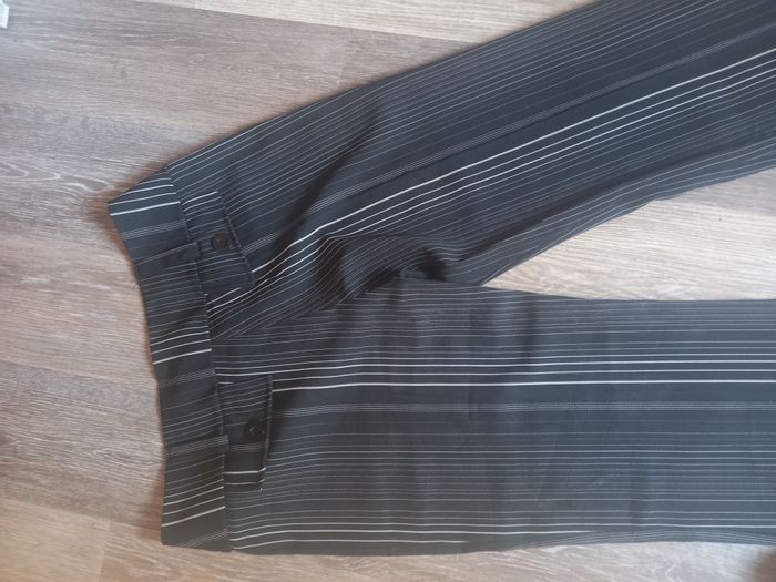 pantalon évasé noir rayé pour femme, taille 40 - photo numéro 5