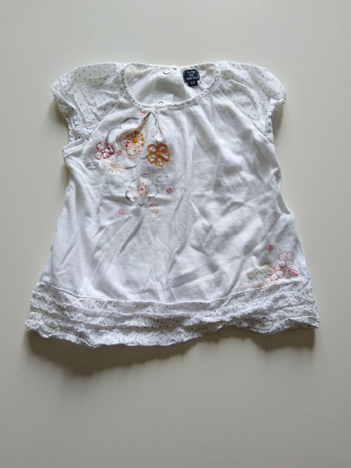 tee shirt manches courtes blanc terre de marins fille 9 mois