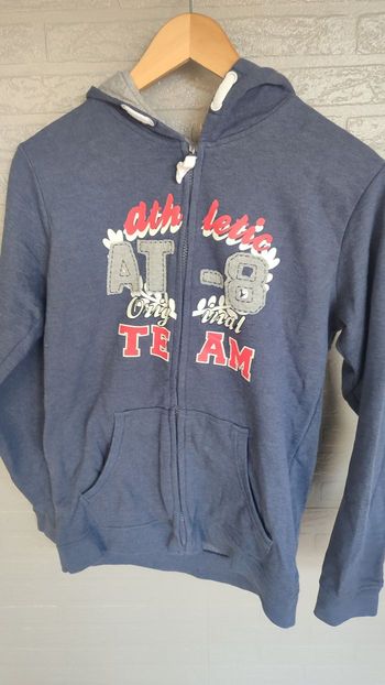 Sweat zippé à capuche t 16 ans bleu gris