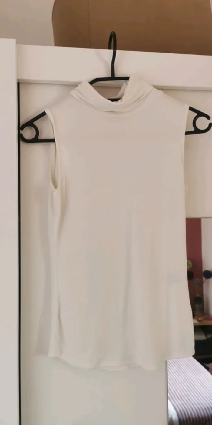 Débardeur à col roulé blanc taille 1 camaïeu