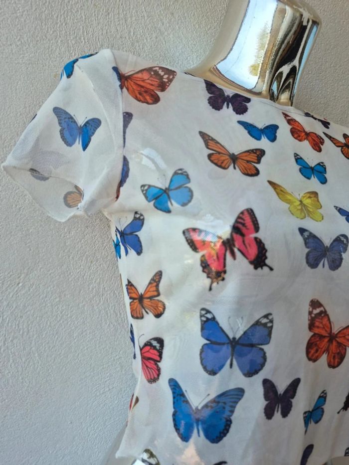 T-shirt court motif papillon transparent - photo numéro 2