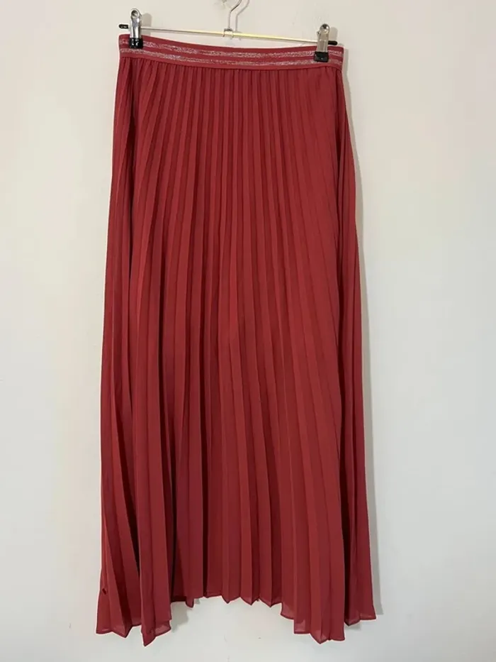 Jupe plissée terracotta