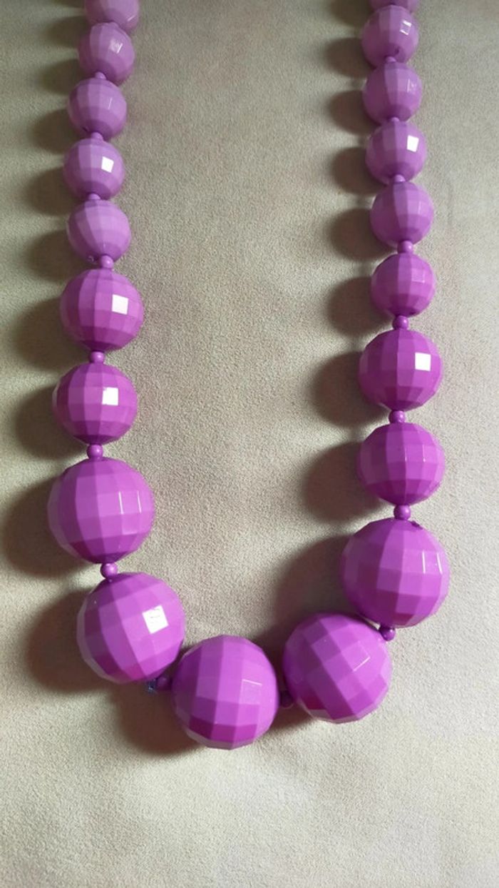 Collier fantaisie dégradé violet – Style rétro – PMN - photo numéro 7