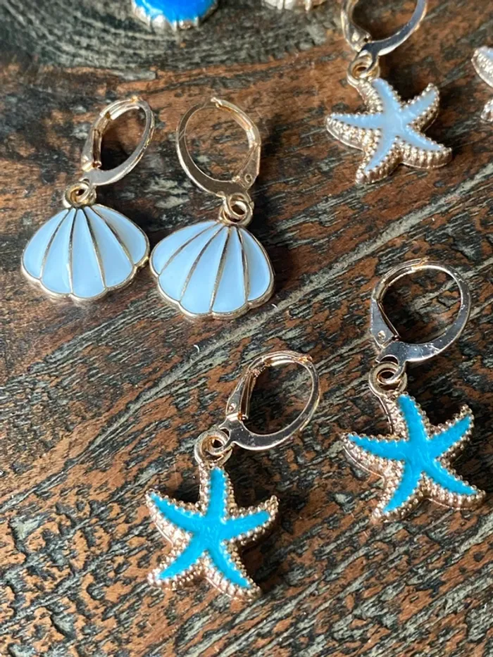 Magnifique lot de 5 paires de boucles d’oreilles, coquillages - photo numéro 6