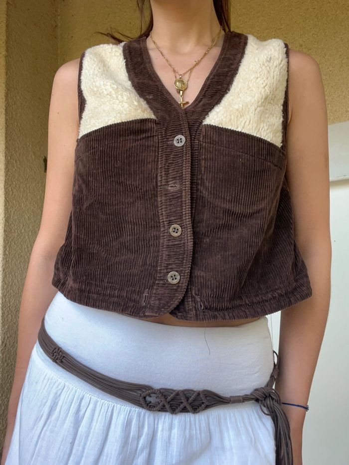 Cardigan laine velours bohème champêtre boléro top y2k - photo numéro 3