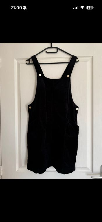 Robe salopette noir velours côtelé