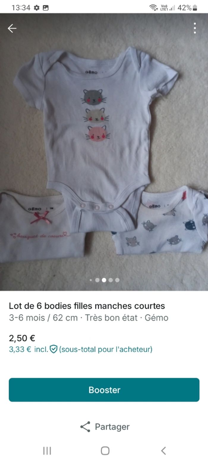 Lot de bodies fille manches courtes - photo numéro 6
