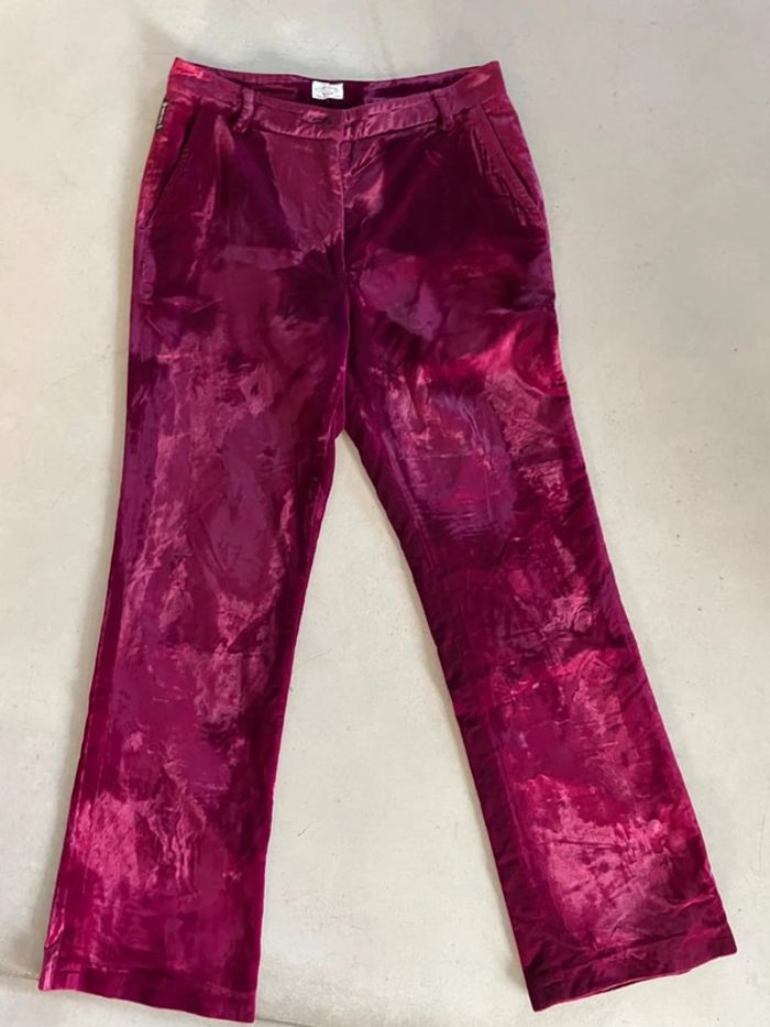 Pantalon façon velours violet