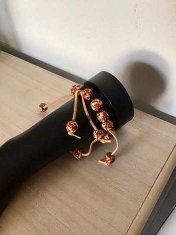 Bracelet  perles taille élastique beige marron rouge