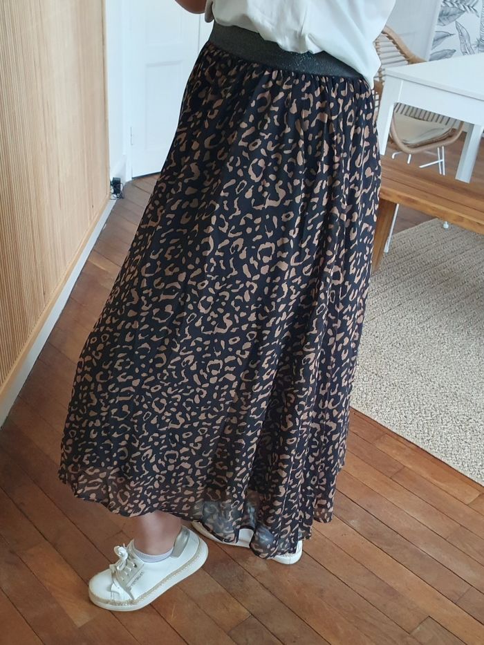 Jupe longue plissée Vienne léopard Taille S/M - photo numéro 5