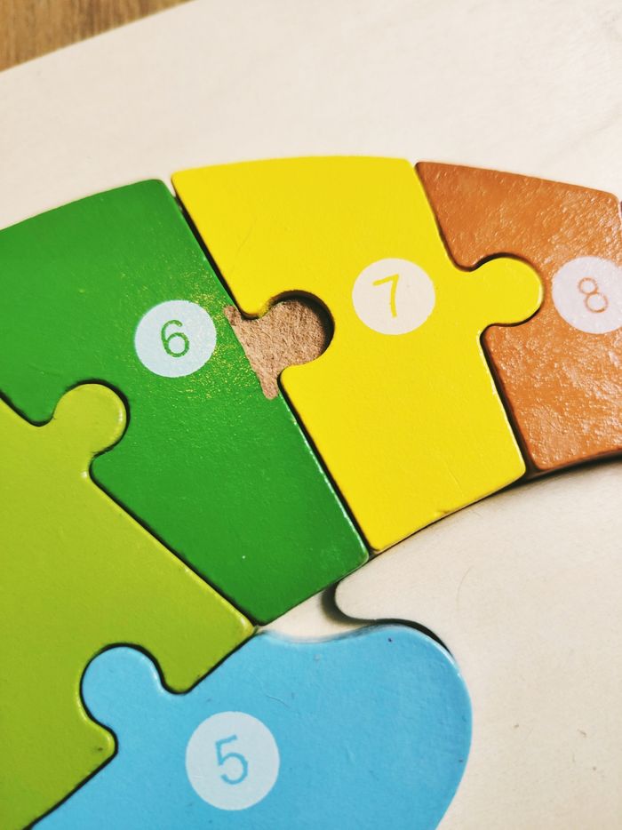 🧩Lot de 2 Puzzles 2 en 1 en bois dinosaure et dauphin avec chiffres - photo numéro 4