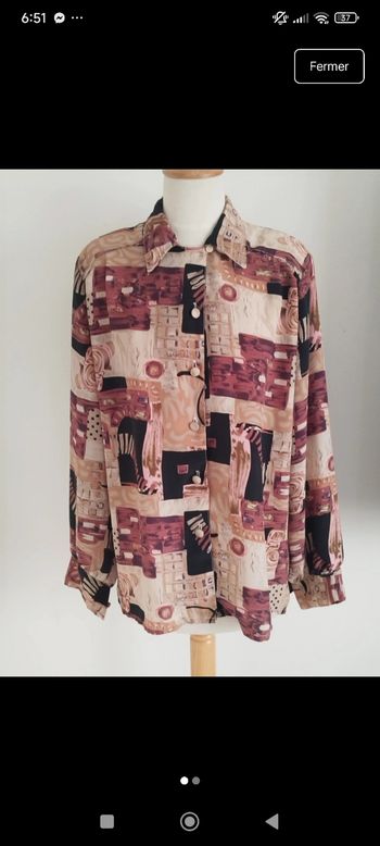 Magnifique chemise manches longues imprimée taille 42-44