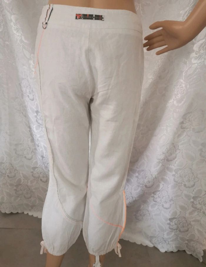 Pantacourt en lin blanc et orange – Taille 36. La Mode Est À Vous - photo numéro 5