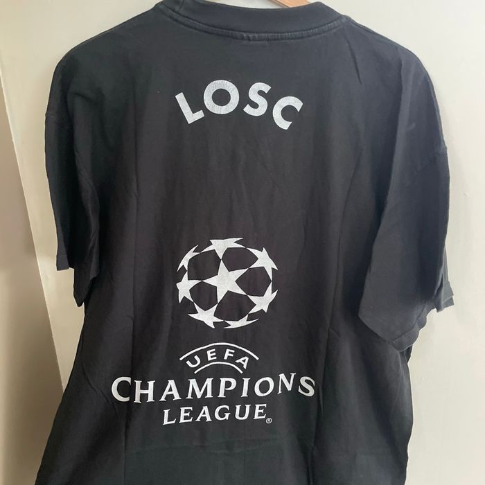 T-shirt noir Losc Uefa Champions League B&C homme coton logo rouge et imprimé dos taille M-L V059 - photo numéro 5