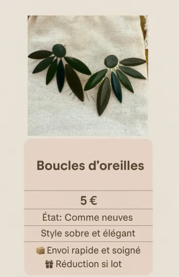 Boucles d’oreilles feuilles verte doré