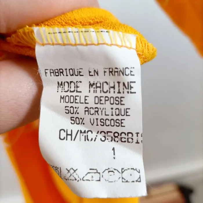 Chemise jaune fleurie vintage à manches courtes Mode Machine, style rétro taille 48 A1364 - photo numéro 5
