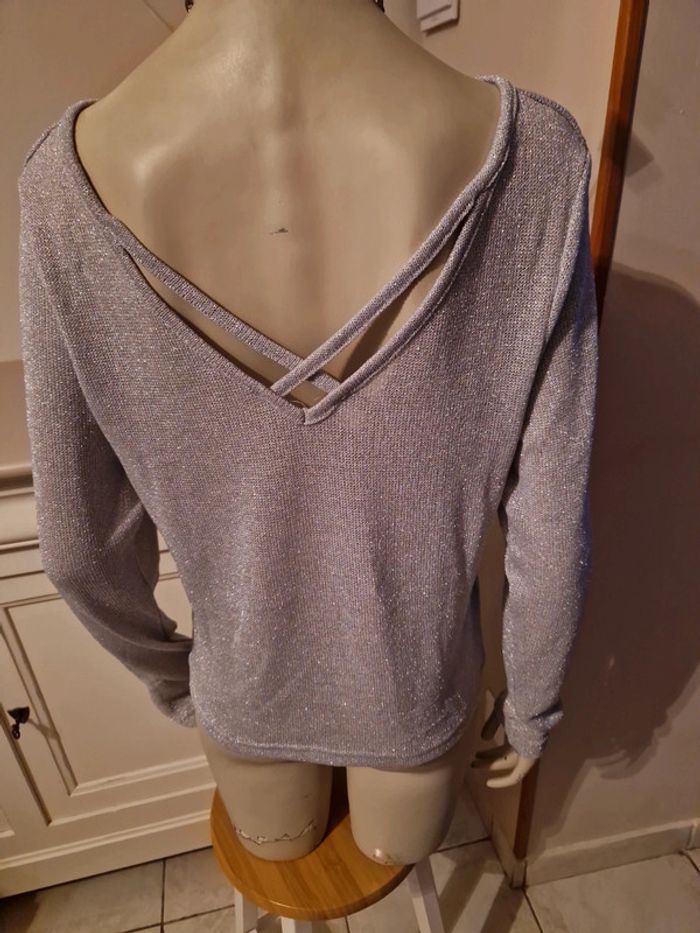 Pull mailles argentés H&M - photo numéro 5