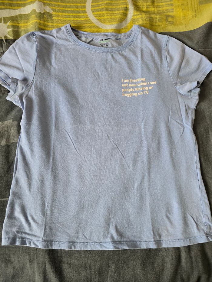 Tee-shirt bleu clair à message - photo numéro 2