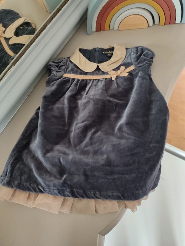 Robe velours grise et dorée 3 mois Kimbaloo - photo numéro 2
