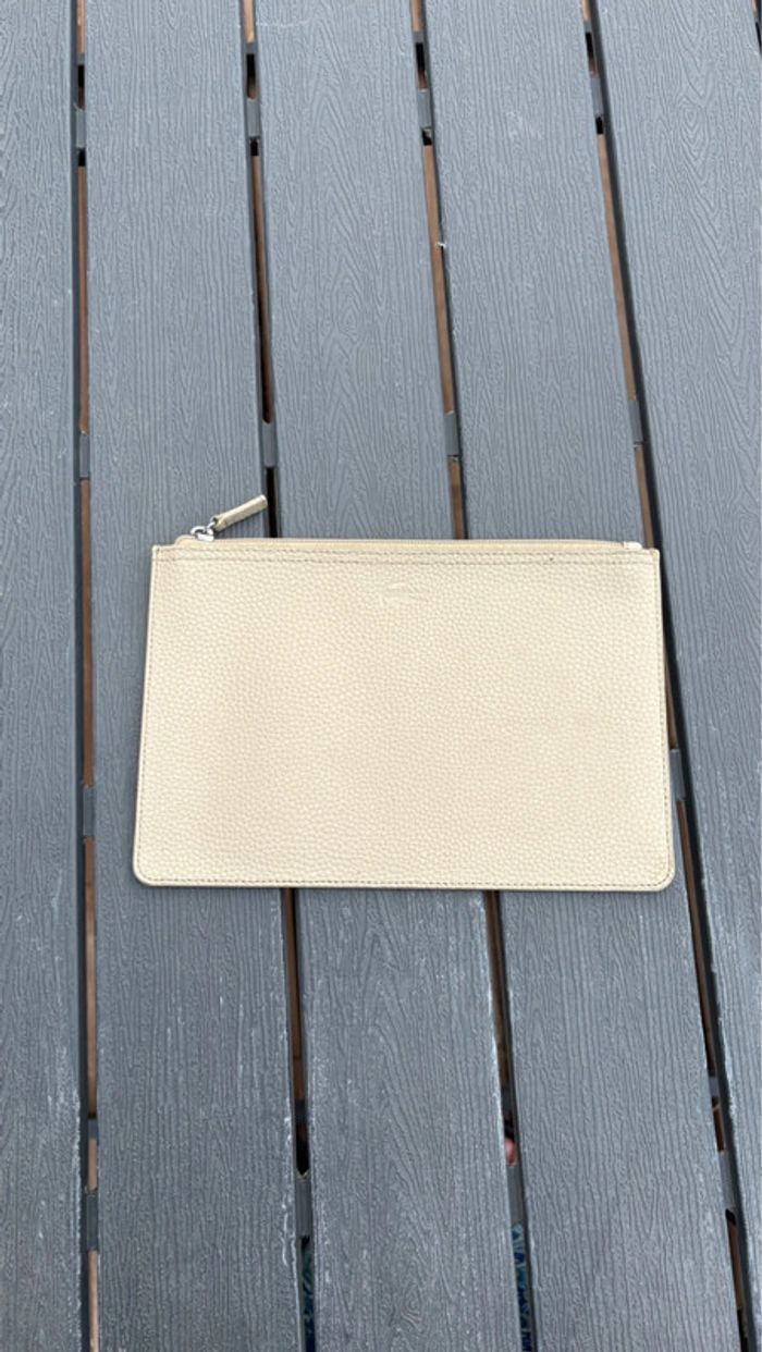 Pochette Lacoste beige à fermeture éclair