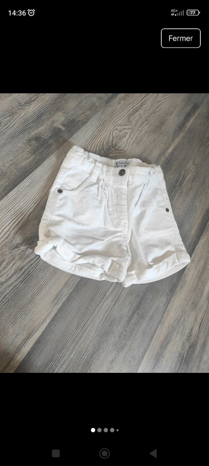 Short blanc en velours fille 5 ans