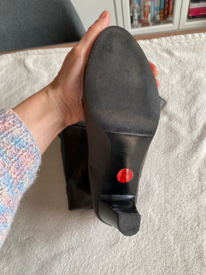 Bottes Zara en cuir grises à talon taille 37 - photo numéro 6
