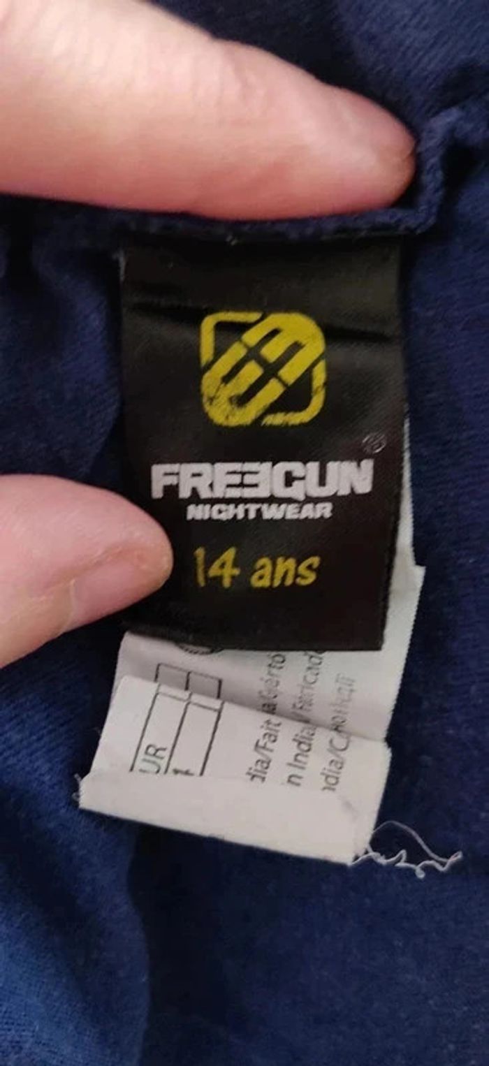 T-shirt de pyjama bleu freegun 14 ans - photo numéro 4