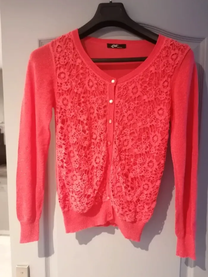 Gilet corail paillettes femme brillant taille M/L