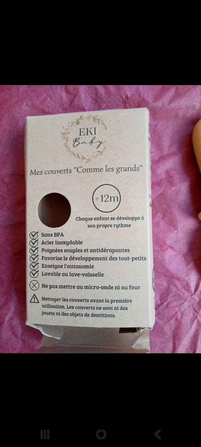 Couverts bébé ergonomiques roses – cuillère et fourchette – neufs - photo numéro 3