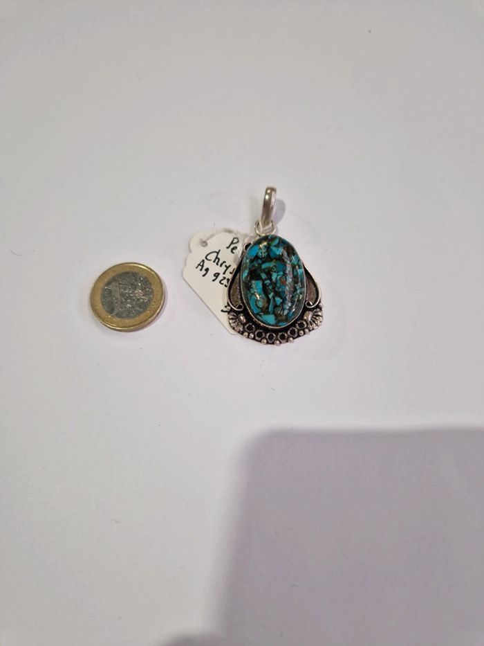 Pendentif Chrysocolle cuivre argent 925