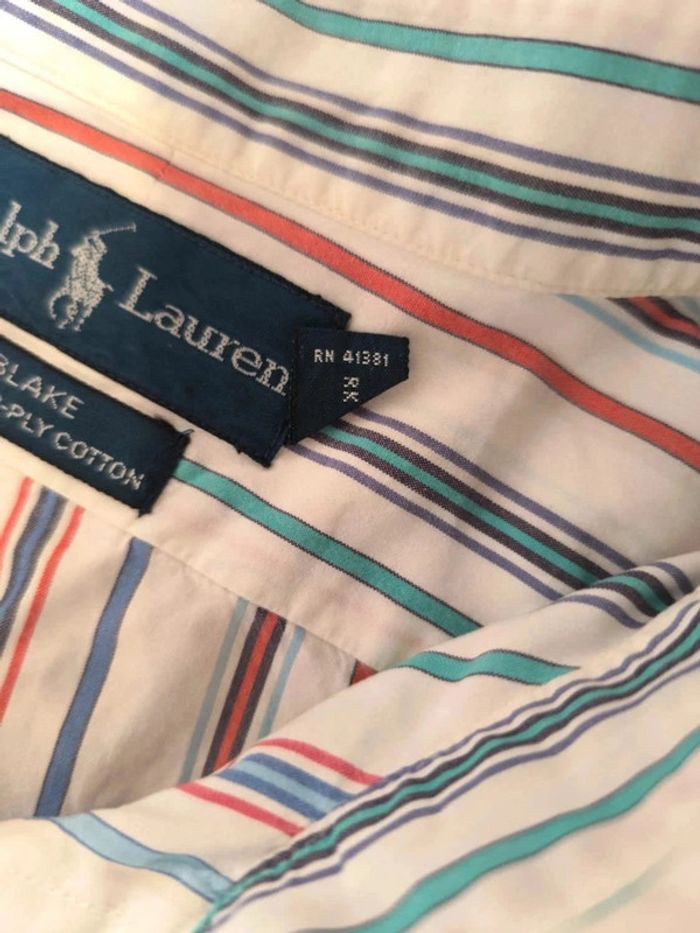 Chemise à rayures - Ralph Lauren - Blake - Logo brodé marine - Blanc, rouge, bleu - Taille XL - photo numéro 9