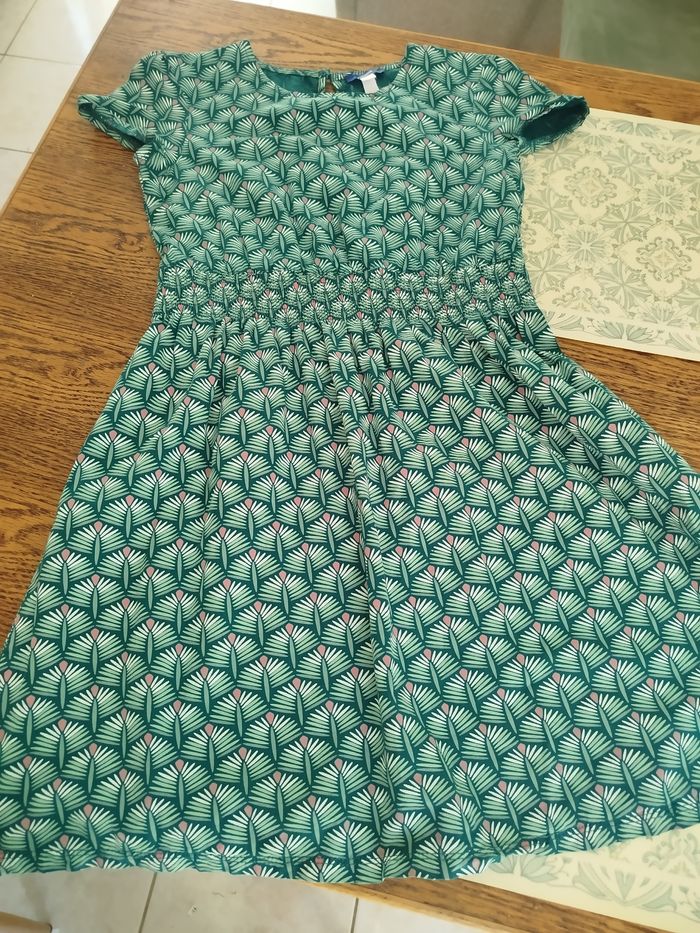 Robe manches courtes imprimée verte fille - photo numéro 6