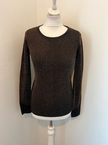 Pull fin noir pailleté doré Maje S