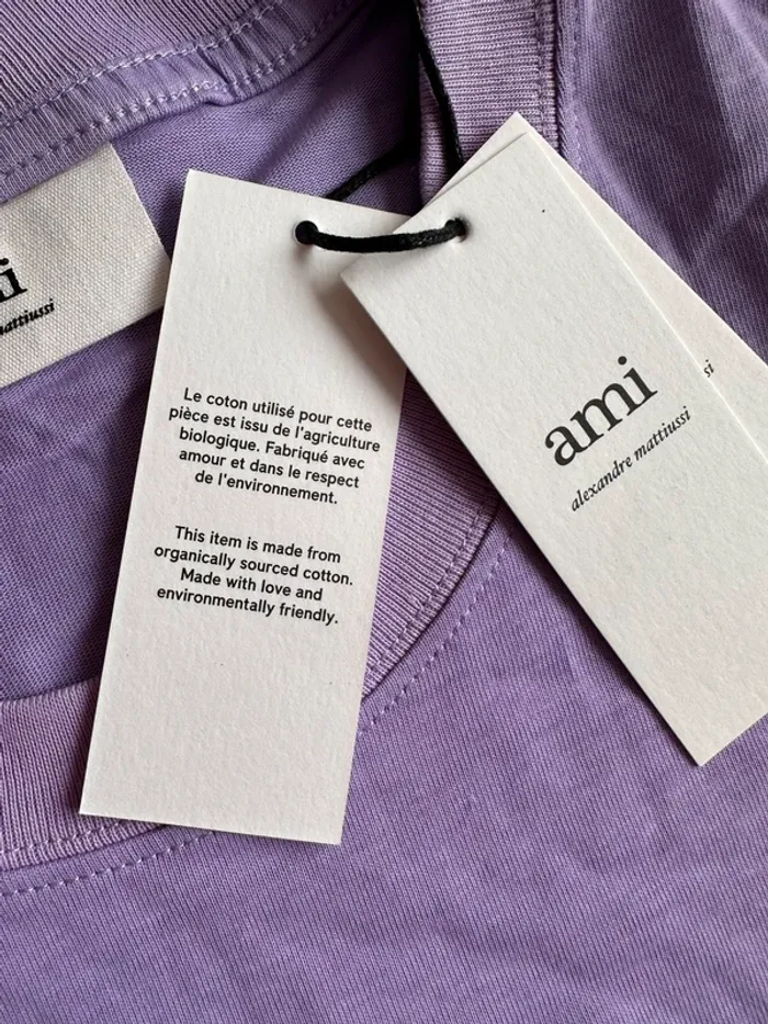 💜 T-shirt AMI Paris unisexe - Violet Lavande - Taille L - photo numéro 4