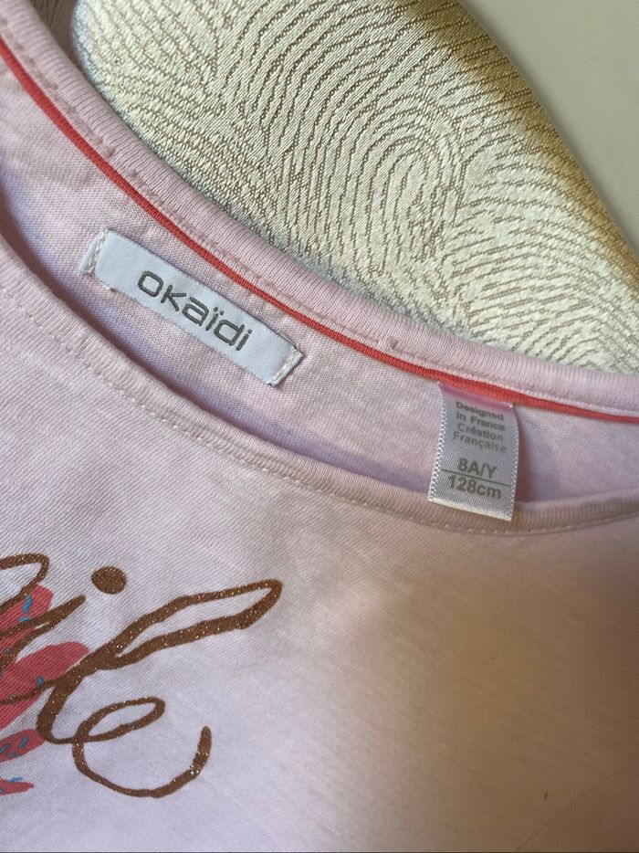 Très joli t-shirt rose ananas sequins 8 ans Okaidi - photo numéro 8