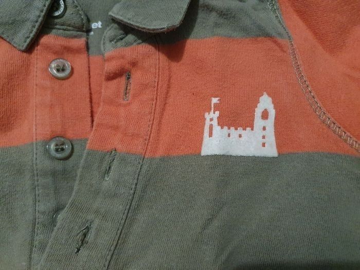 Polo manches longues rayé kaki et orange Vertbaudet 12 mois - photo numéro 2