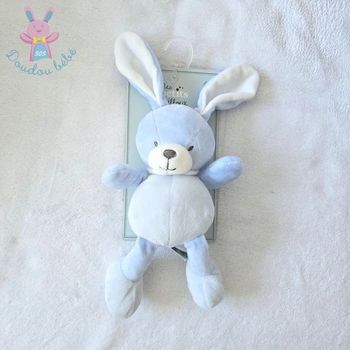 Doudou Lapin bleu blanc Mes Petits Cailloux