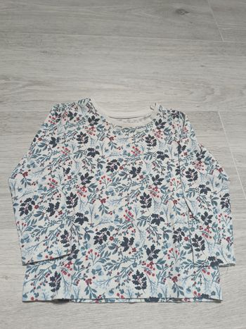 T-shirt manches longues fleuri 80 cm