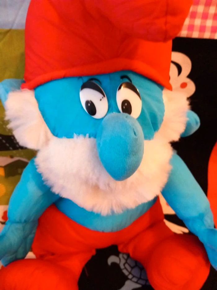 Peluche puffalump le grand schtroumpf 55cm bikin 1983 - photo numéro 3