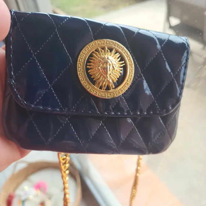 Pochette matelassée bleue et dorée - photo numéro 4