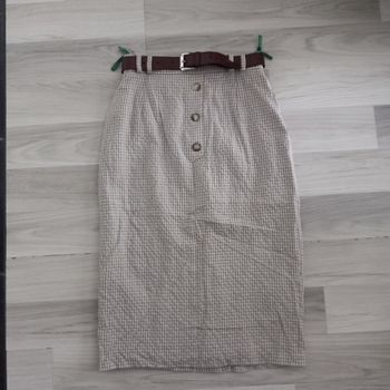 Jupe tailleur vintage femme à carreaux avec ceinture Canda taille 38