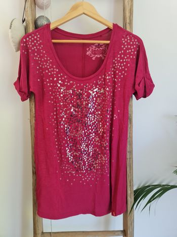 T-shirt long taille 36 S Edc by Esprit rose fuschia 