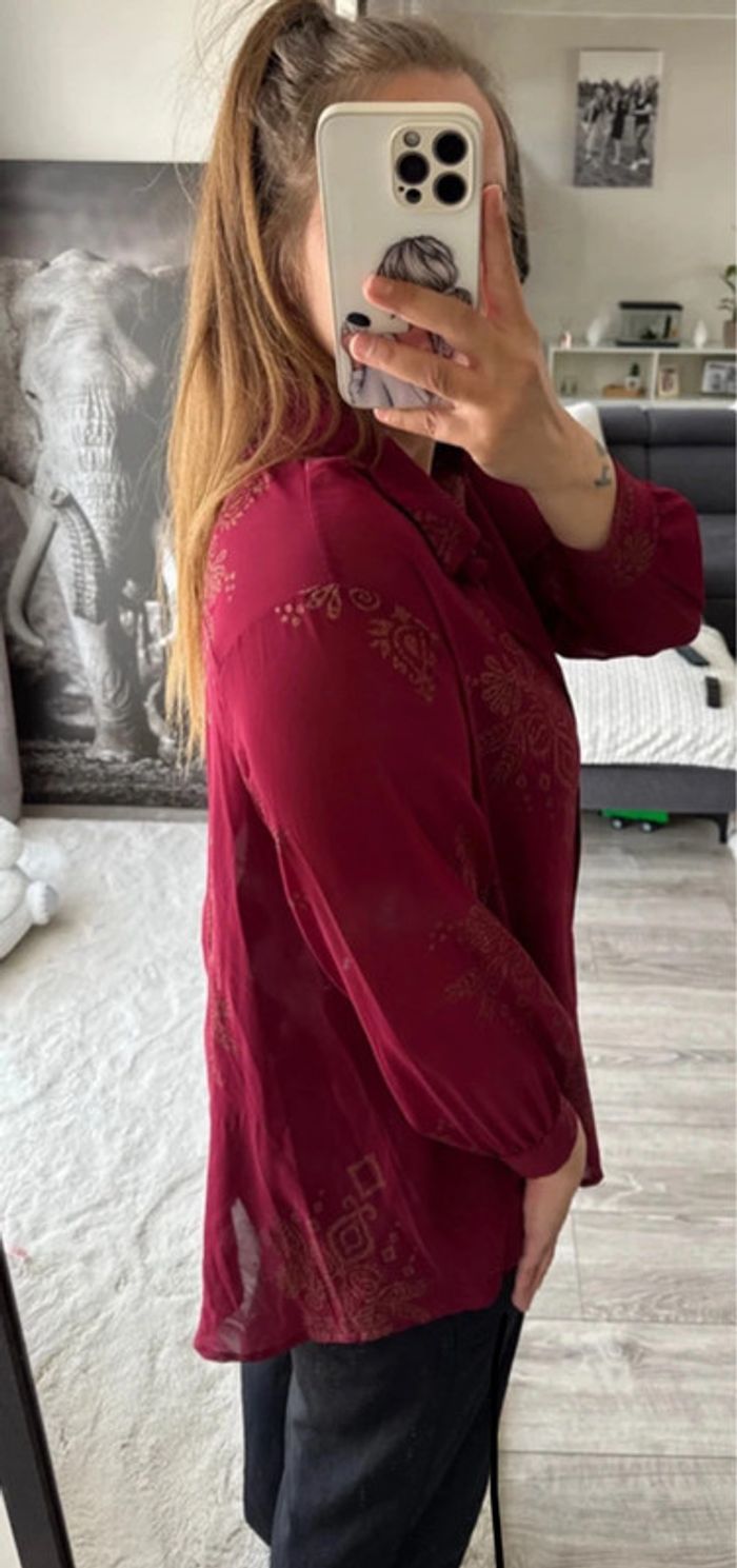 👚Magnifique chemisier transparent avec ses motifs taille unique- neuf sans étiquette - photo numéro 4