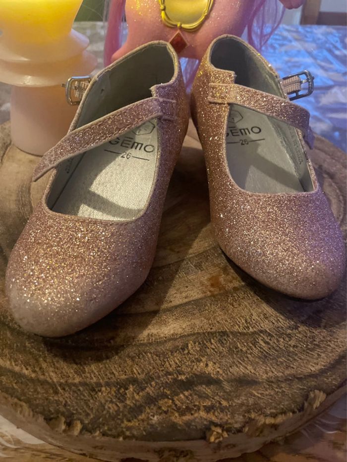 Ballerine à talons rose pailletée - photo numéro 3