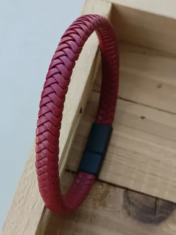 Bracelet cuir rouge homme