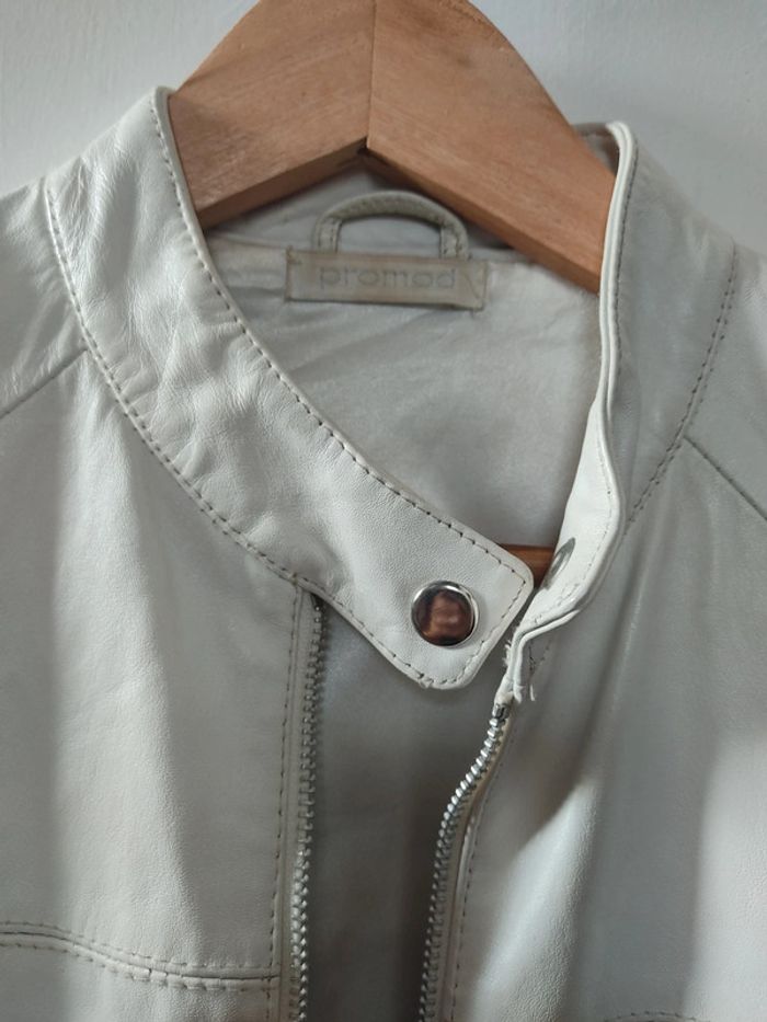 Veste femme blanche cuir d'agneau 38 Camaïeu Bon état - photo numéro 8