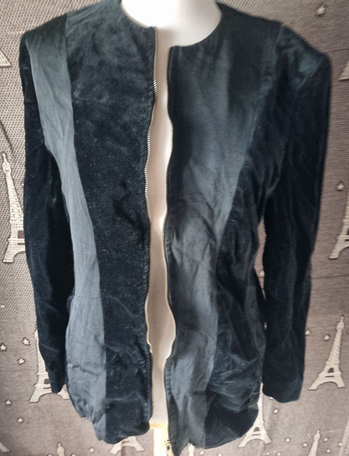 Veste zippée noir bi-matiere taille 40 - photo numéro 5