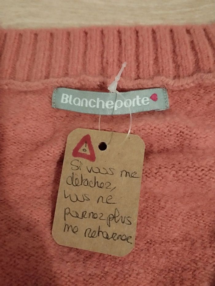 Pull col V long corail Blancheporte femme 48 - photo numéro 7