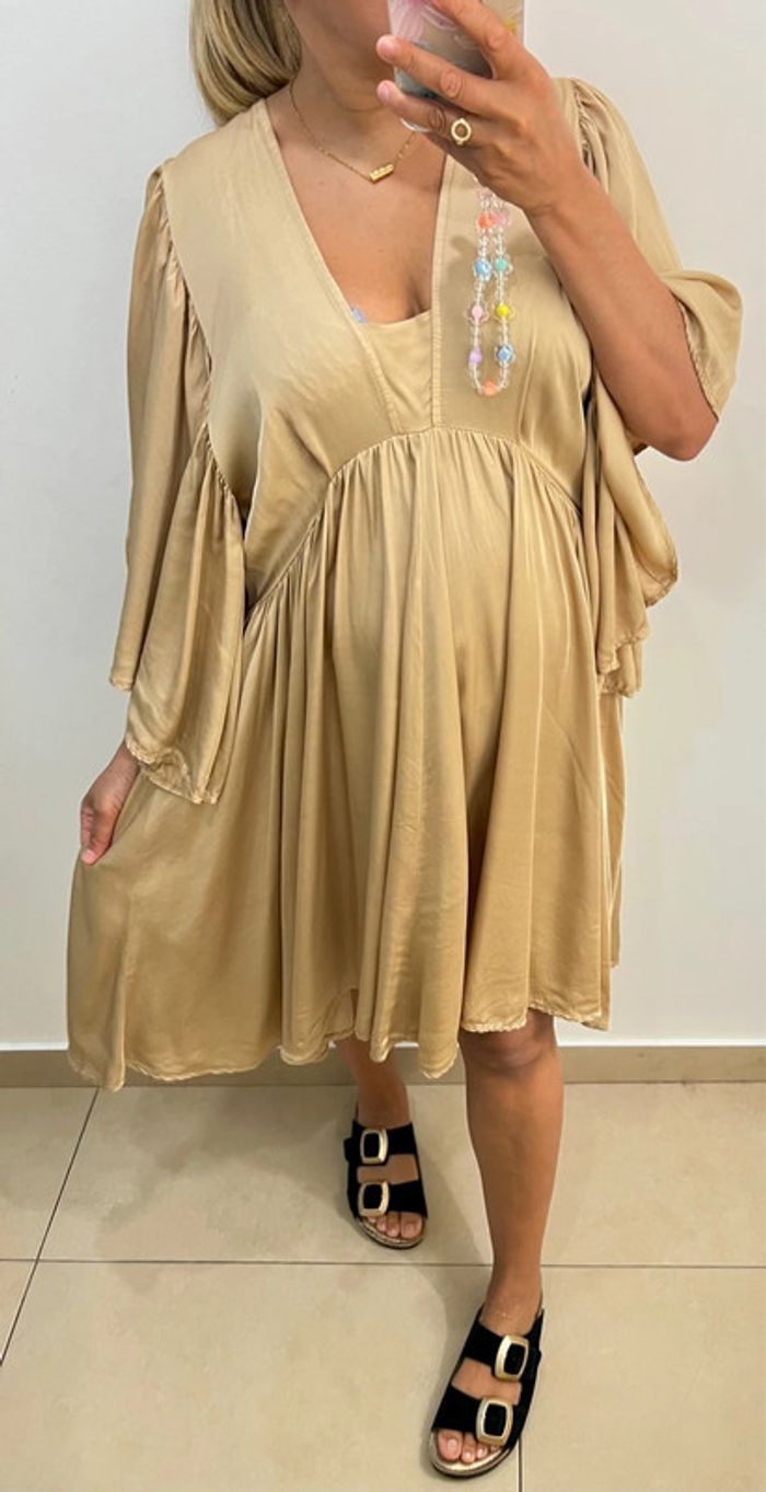 💛Robe fluide ample moutarde Taille unique - photo numéro 4